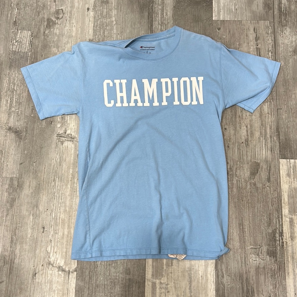 Baby blue champion shirt